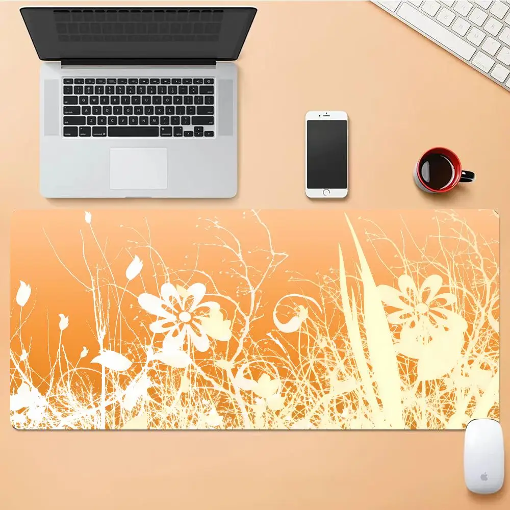 

Plant Silhouettes Against An Orange-yellow Background Mouse Pad Desk Mouse Pad Desk Pad Extended Gaming Keyboard Mats Desk Mat