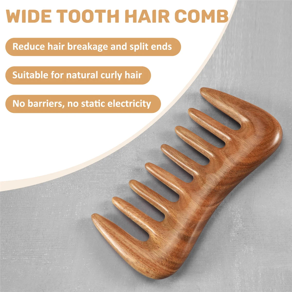 مشط شعر واسع الأسنان ، مشط الخشب الطبيعي للشعر المجعد ، لا ثابت ، اختيار الشعر من خشب الصندل ، مشط خشبي لفصل الشعر