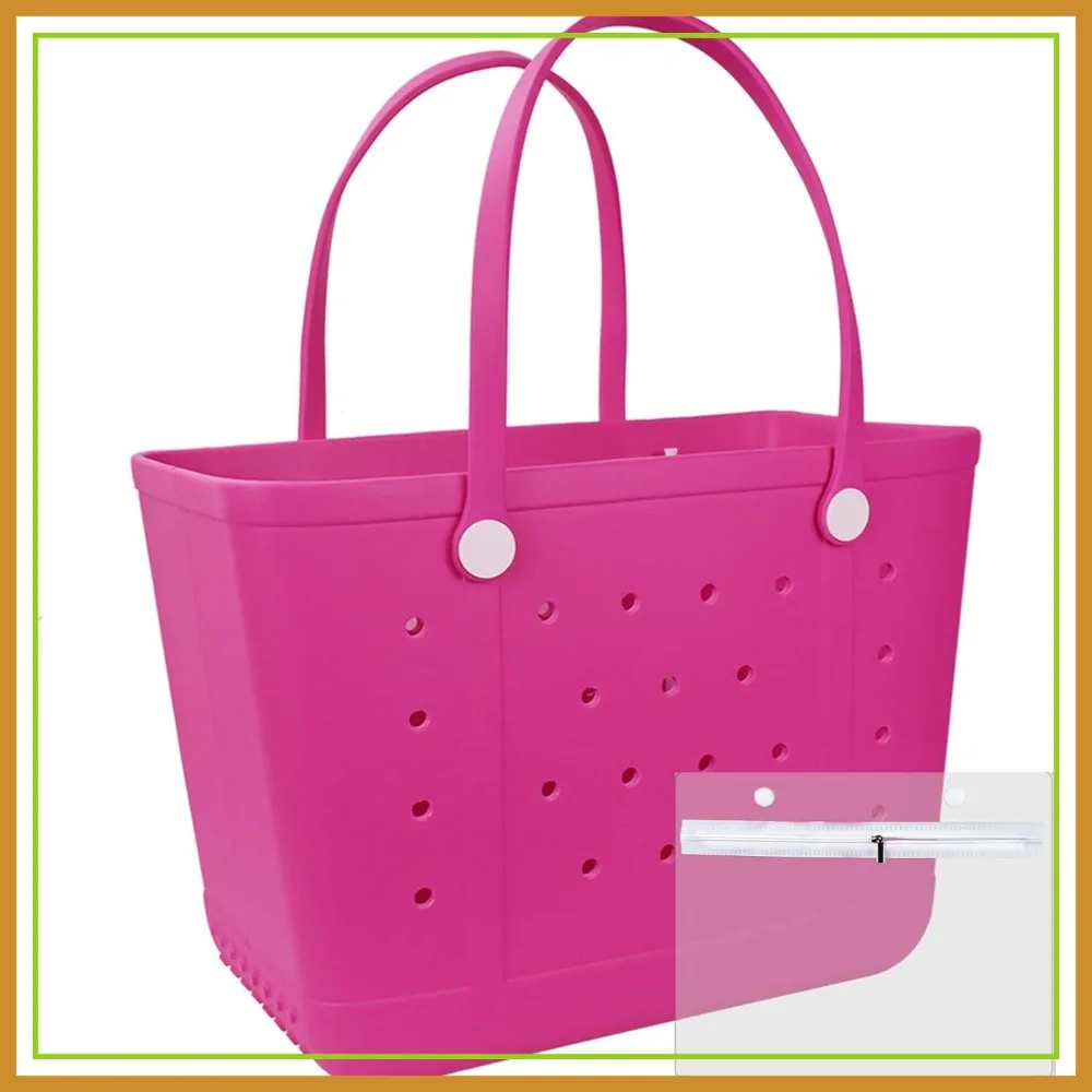 

Rubber Beach Bag, Waterproof Travel Bags Washable Open Tote Bags for Beach (S/M/L/XL)