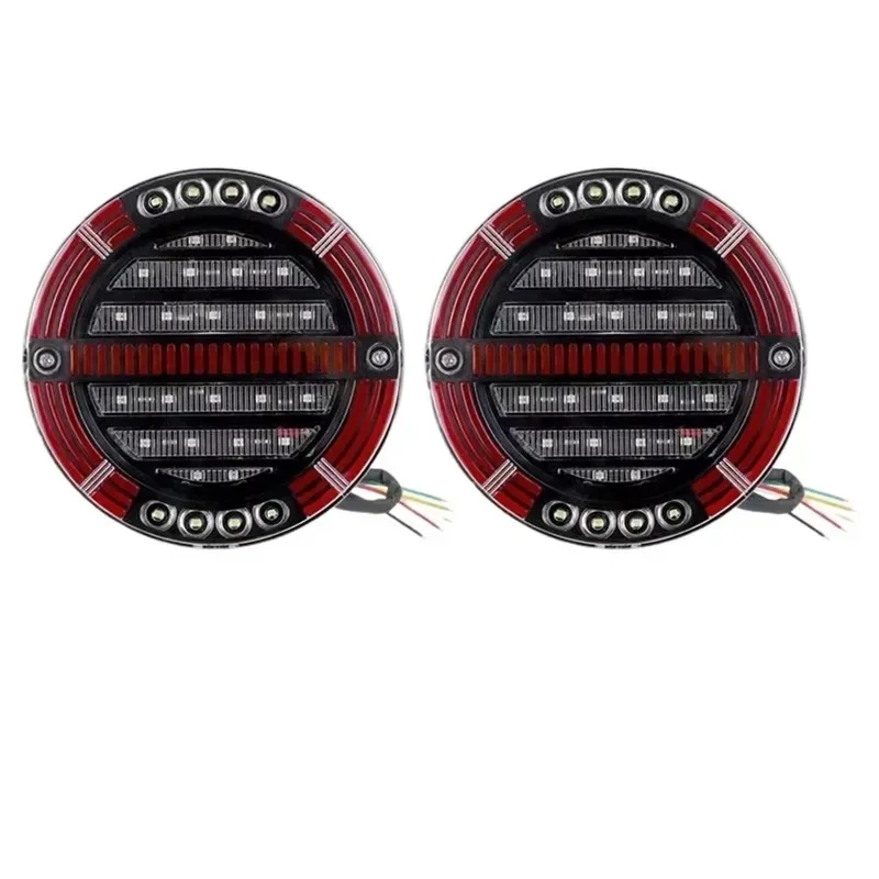 

2 шт., автомобиль, грузовик, корабль, автобус, лодка, караван, 12 В, 24 В, новый круглый светодиодный задний фонарь для прицепа с стоп-сигналом, DRL, поток, указатель поворота
