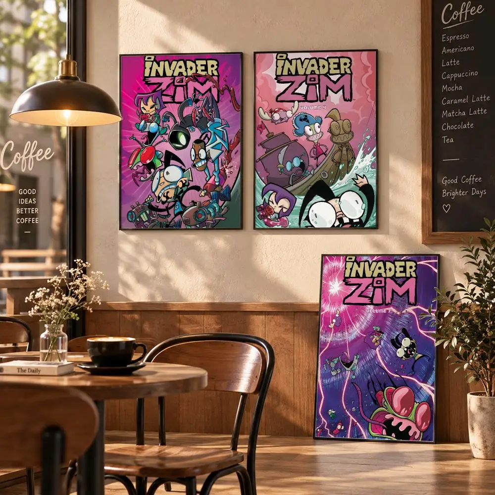 cartoon I-Invader Zim Poster Stickers Painting Mural HD Wall Decals for Bedroom Living Room Home Self-Adhesive Decor Gift