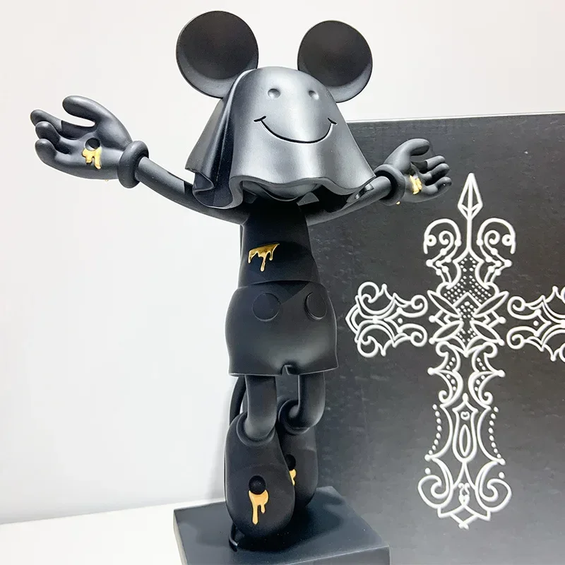 

45cm Disney Mickey Mouse Anime Figure Jointly Signed Jesus Standing Statue Masked Cross Model Home decoration birthday present