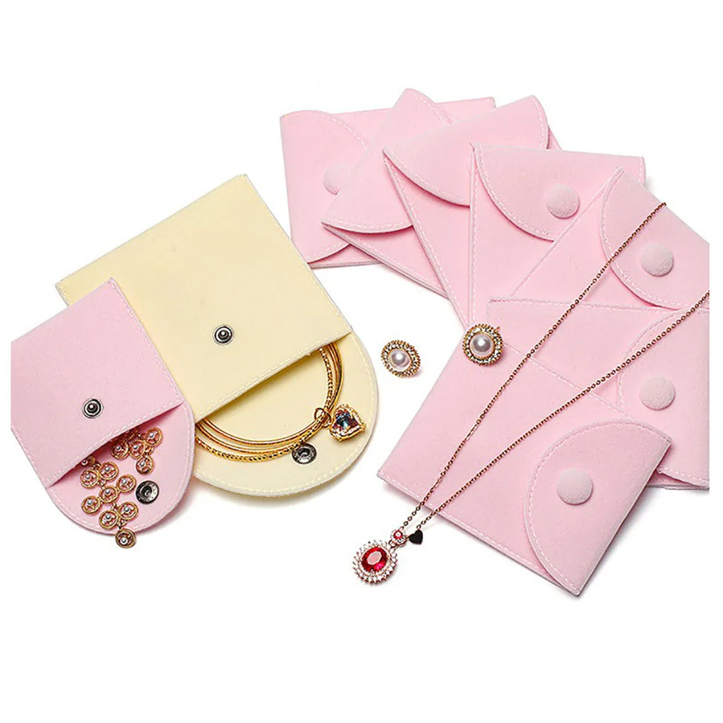 10PCS Square Velvet Jewelry Bags 7x7cm Snap Fastener Necklace Earring Bracelet Gift Wedding Packaging Pouches Free shipping