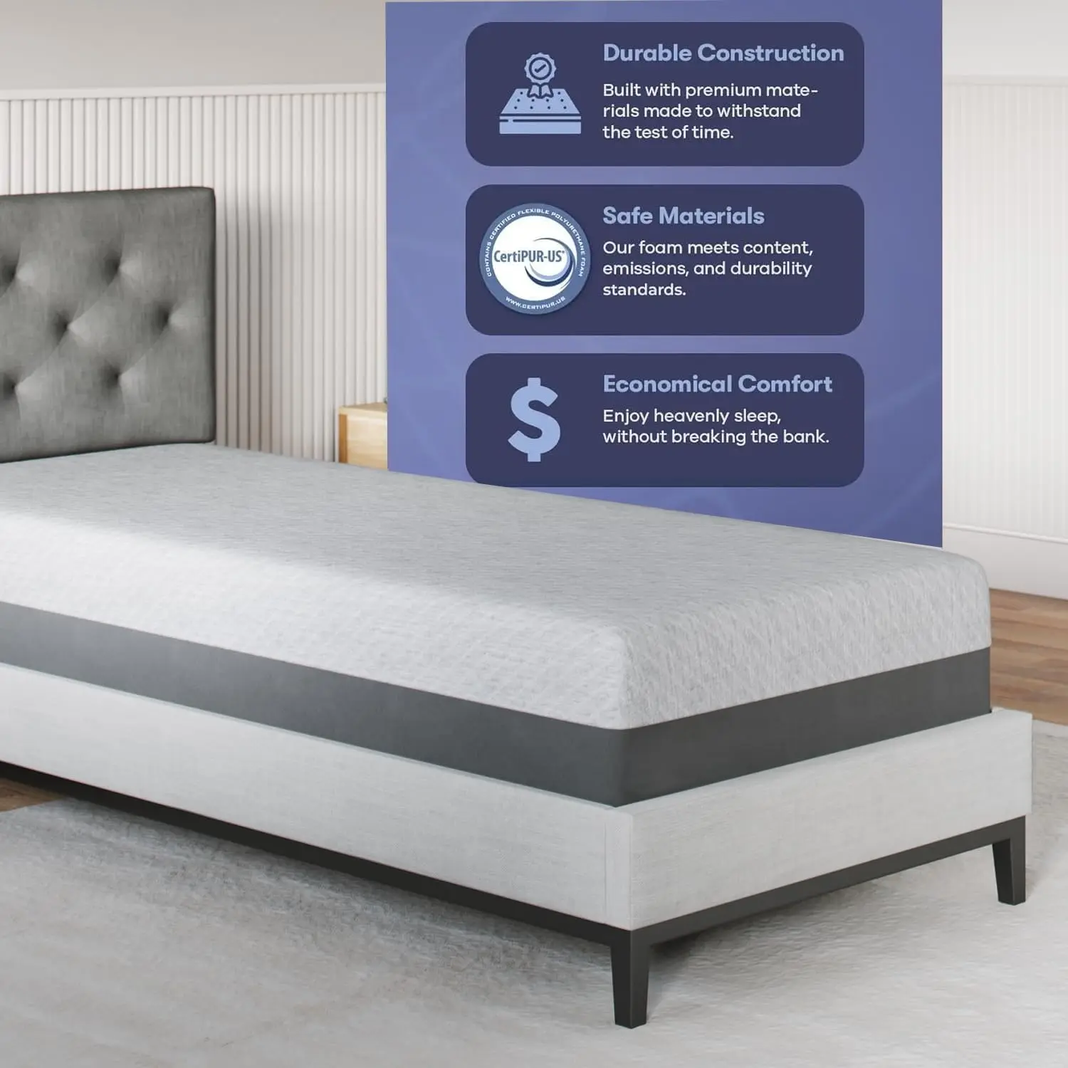 Twin XL Mattress 10 Inch, Cooling Gel Memory Foam Mattress in a Box, Medium Feel, Pressure Relief, CertiPUR-US, Customized