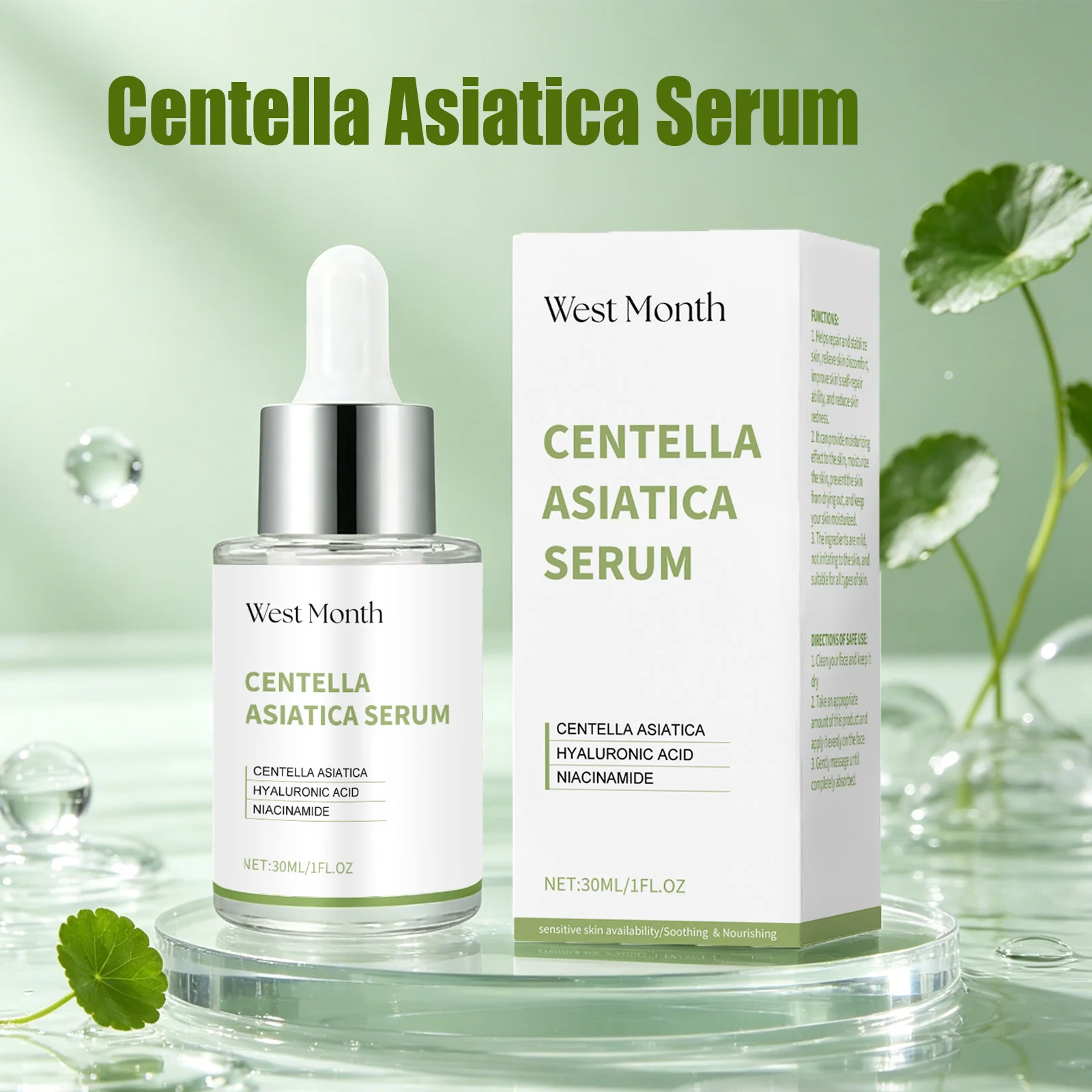 Centella Asiatica Serum Soothing Moisturizing Facial Serum Smoothing Brightening Hydrating Facial Essence Lightweight Daily Skin