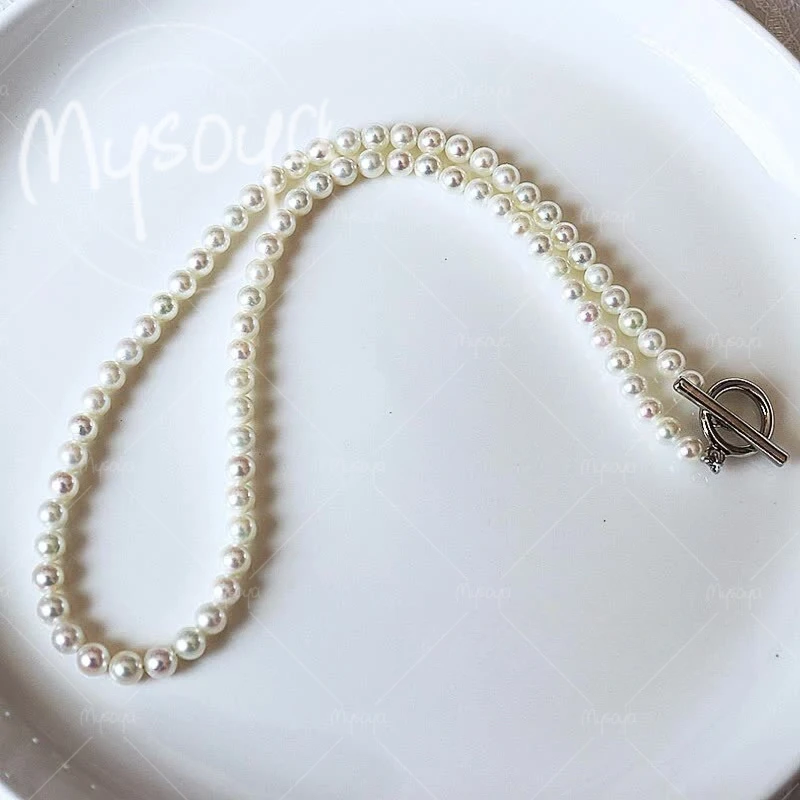 

MYSOYA 5-6mm Akoya Seawater Pearl Necklace, Suitable for Birthday/ Anniversary/ Wedding/ Mother's Day/ Father's Day Gift A1051