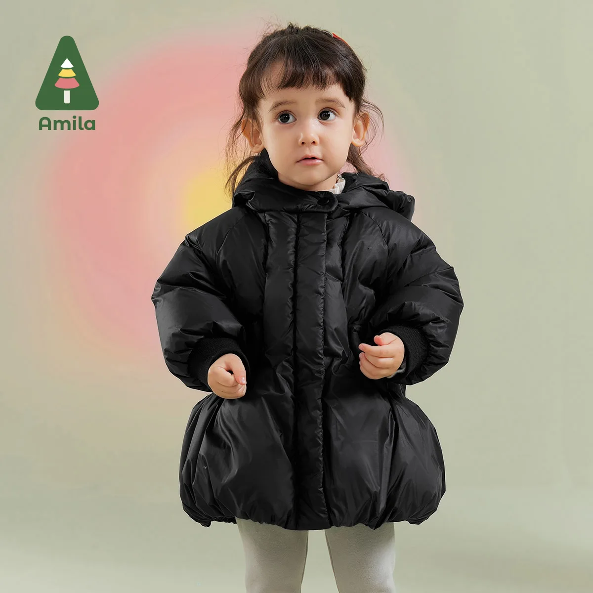 Amila Baby Girl Down Jacket 2024 Winter New Multicolour Hooded Fleecing Cute Warm Toddler Down Winter Coat  Baby Clothing