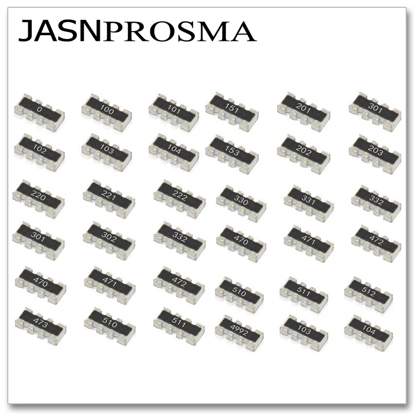 JASNPROSMA 0603*4 8P4R 4D03 5000PCS 5% 0R 10R 22R 33R 47R 51R 100R 150R 200R 220R 8PIN 1608 SMD array ตัวต้านทานเครือข่าย 0603 2*4P