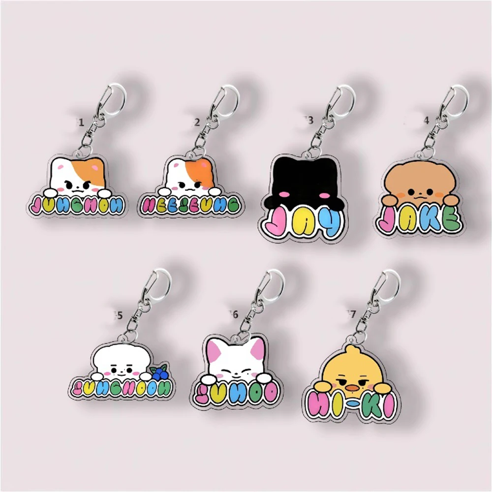 KPOP Star Celebrity Peripheral Cards Keychains NI-KI JungWon HeeSeung Pendants Bags Cute Accessories Jay Jake SUNOO SungHoon