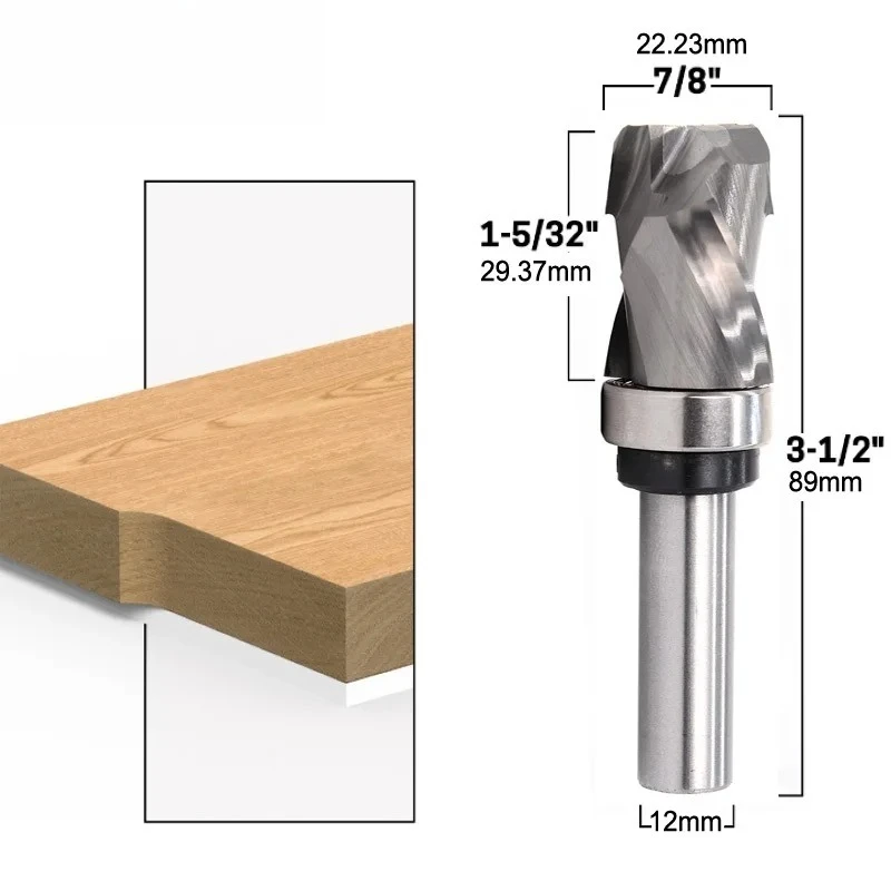 

12mm 1/2" Shank Bearing Ultra-Perfomance Compression Flush Trim Solid Carbide CNC Router Bit End Mill Milling Cutters for Wood