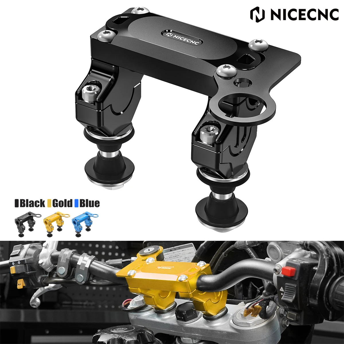 NICECNC For 2024 Suzuki DRZ400SM DR-Z400SM DR-Z400 SM 2005-2024 Motorcycle Handlebar Bar Riser Mount Clamp Offset Adapters Kit