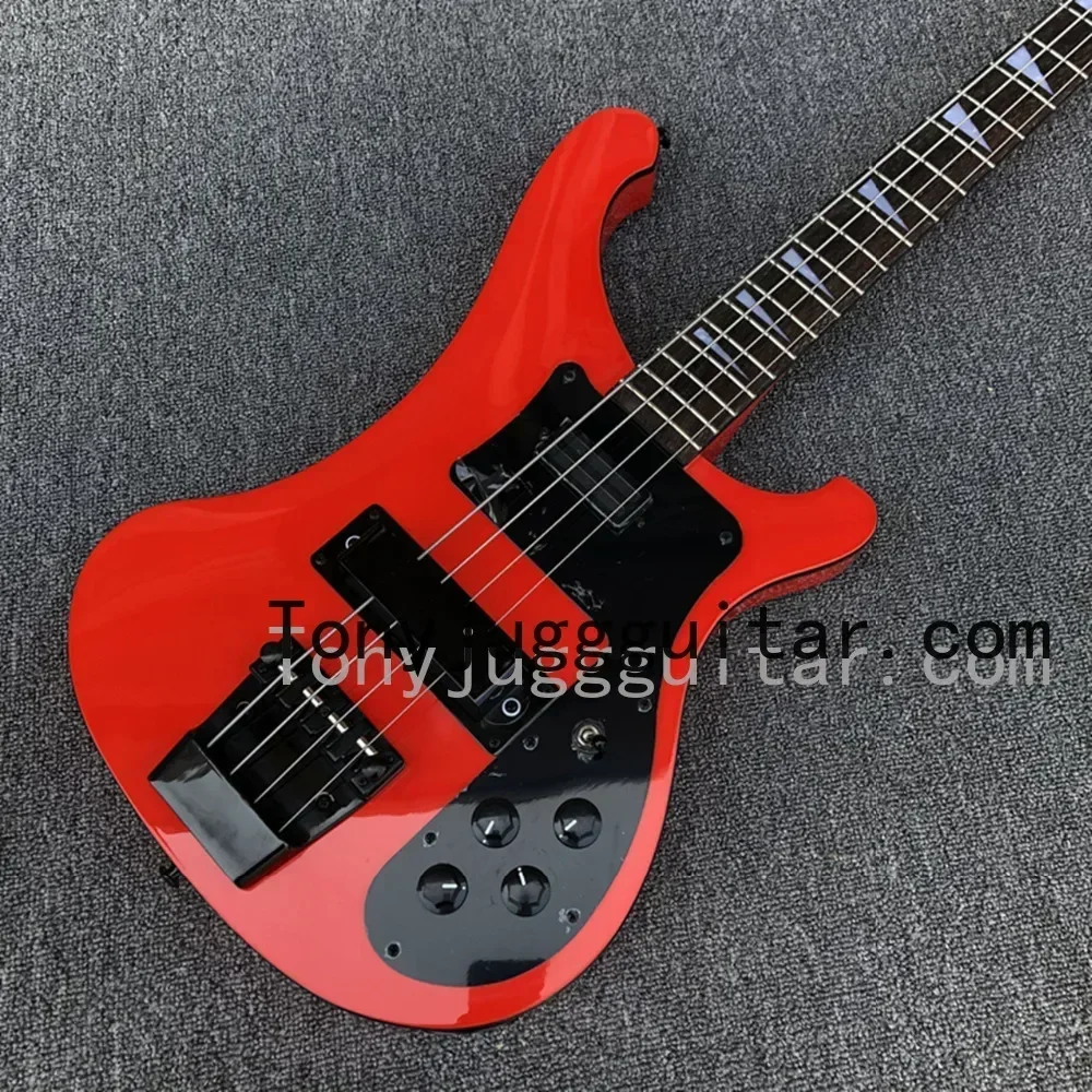 Red 4003 Electric Bass Guitar Black Body Binding, BlackHardware, Rosewood Fretboard & Triangle White Pearl Inlay