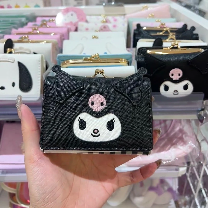 Kawaii Sanurgente Hello Kitty Wallet, Anime Kuromi, My Melody, Multi-Function Purse, Coin Card Bag, Folding, Portable Storage Bag, Gifts, Pu