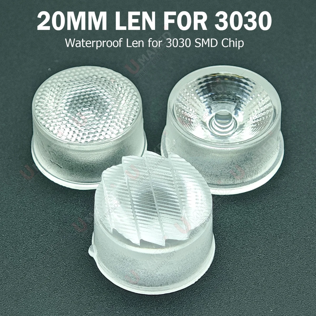 30pcs 20mm waterproof led lense for 3030 SMD led chip,Clear/ bead/ 4 sharpd surface lense for led Aquarium blub Spotlights