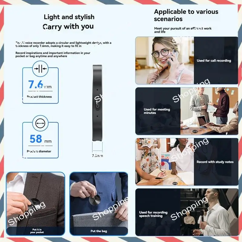 

M20K Мини-диктофон с искусственным интеллектом и управлением через приложение Chatgpt Диктофон с управлением через приложение Диктофон