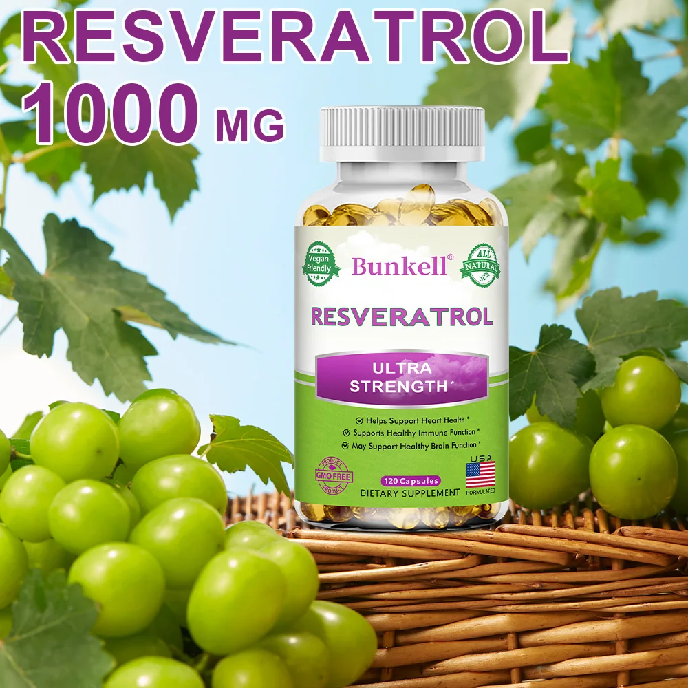 

Resveratrol - 1000mg Per Serving Max Strength Antioxidant Supplement, for Heart, Brain & Skin Health