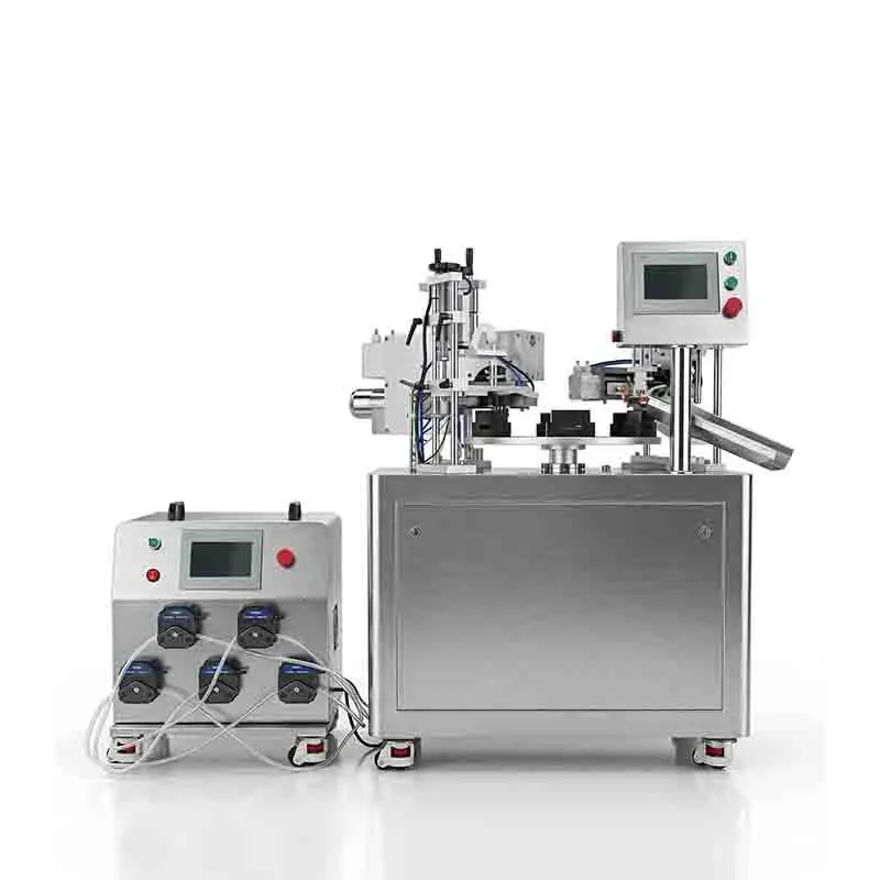 Disposable cosmetic essence row tube secondary throwing tube canning sealing machine, semi-automatic secondary throwing tube