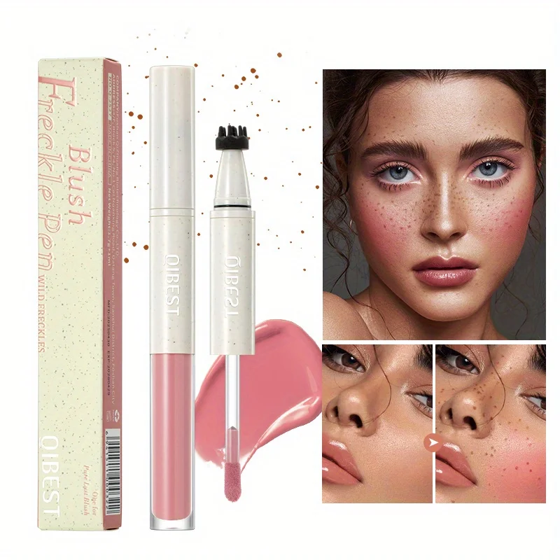 Rubor para pecas 2 en 1, multitolígrafo, pecas silvestres naturales + rubor atmosférico, reproducción de Color Natural, doble cabezal, doble efecto
