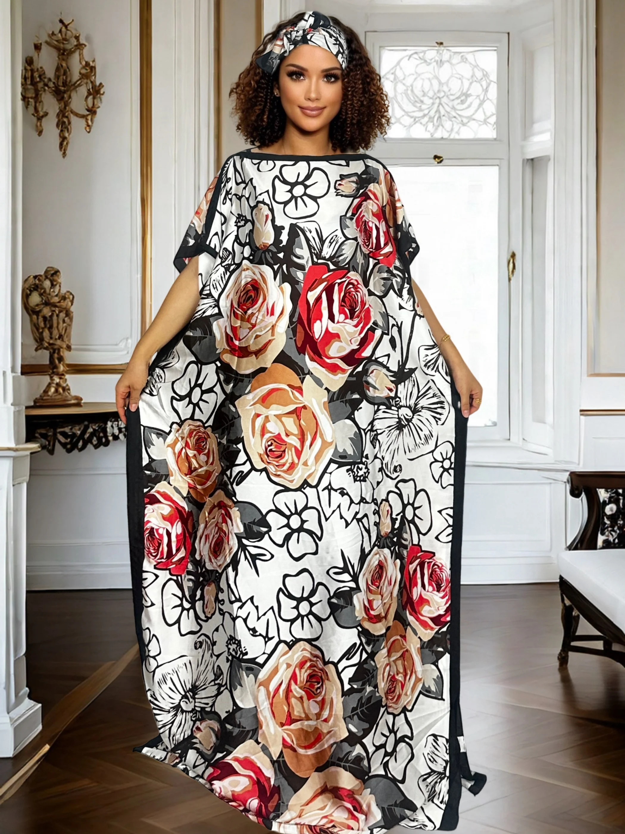 

Plus Size Leopard Kaftan Dress Flowing Design Summer Beach Bohemian Style