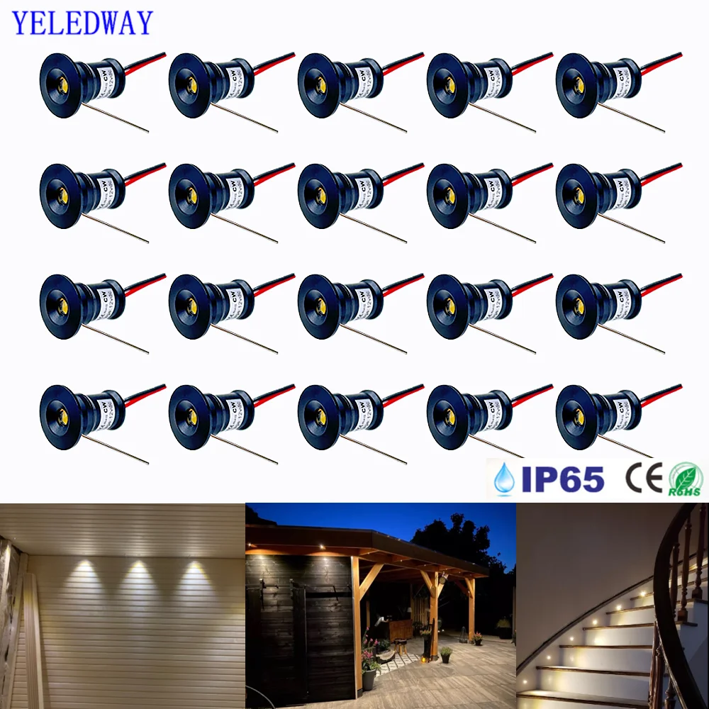 IP65 1W 12V Mini LED typu Downlight ściemniane schody zewnętrzny reflektor punktowy światła do szafki wpuszczane oświetlenie punktowe żarówki do