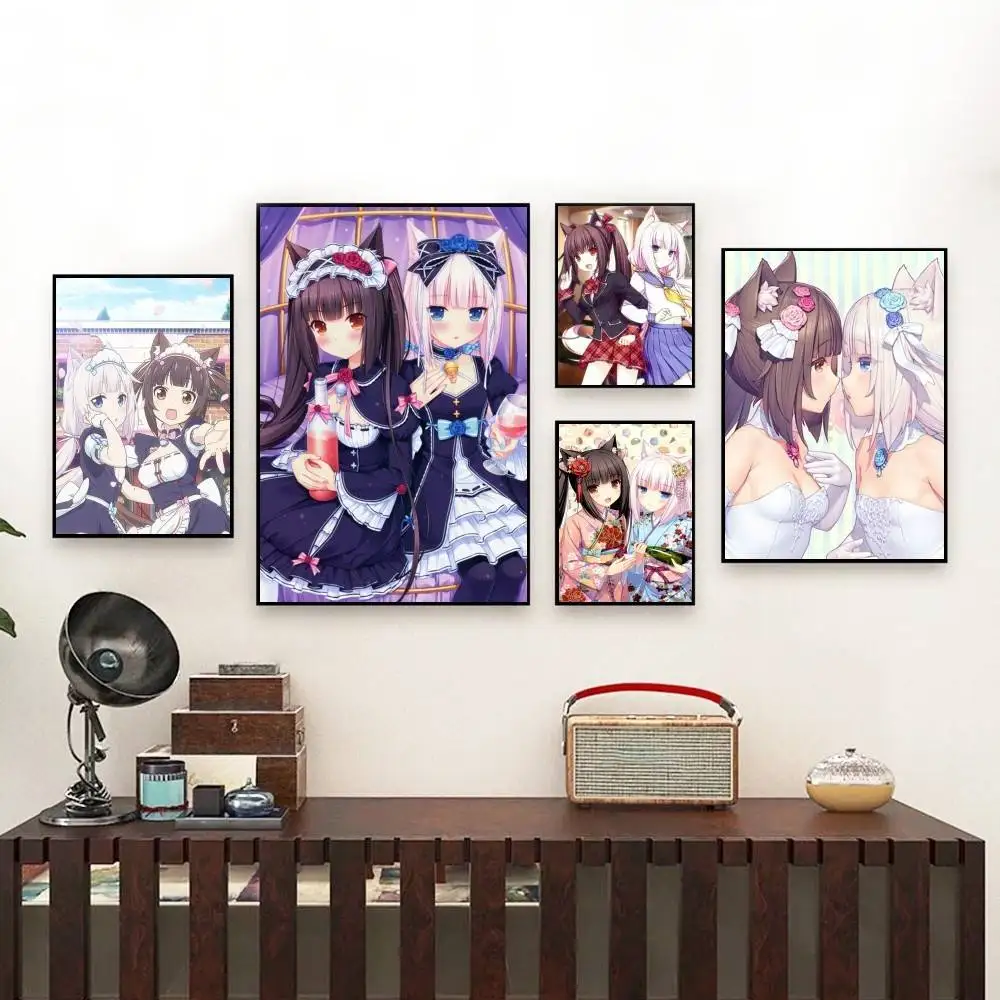 Nekopara Anime Chocolat Vanilla Poster Perfect Space Sticker Self Adhesive for Office Home Theater Wall Art Decor Fancy Gift