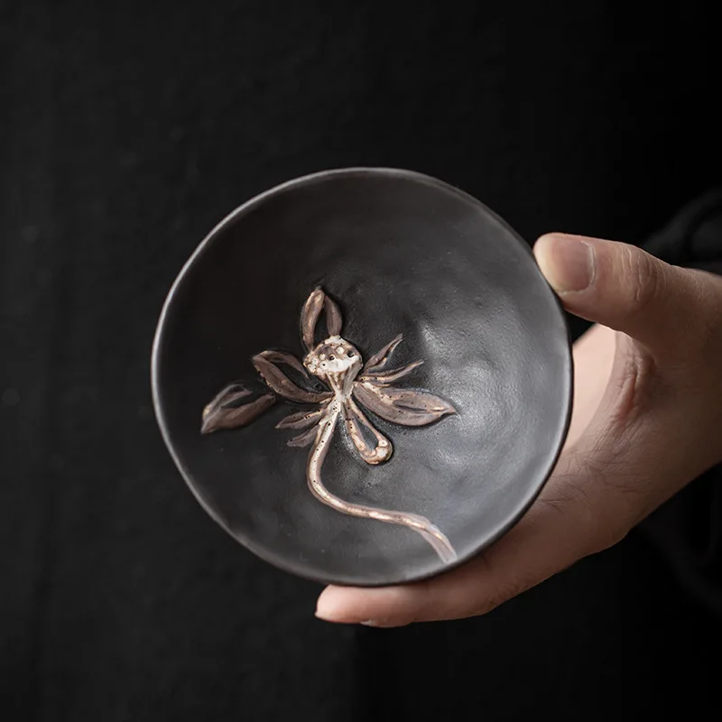 Taza de té de cerámica estilo japonés wabi-sabi de 90ml, taza de loto de cerámica áspera hecha a mano, taza maestra de trompeta, tazón de té Puer, juego de té de Kung Fu