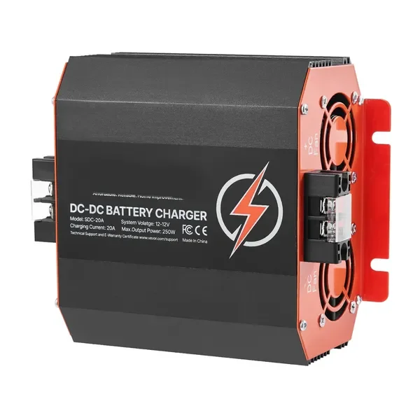 

12V 20A DC to DC Battery Charger, 250W, On-Board Battery for Lead-Acid, Lithium, AGM, GEL, and