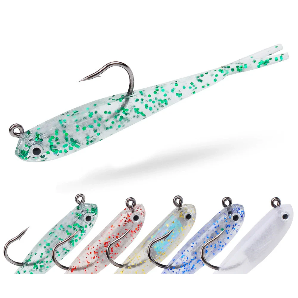

PROBEROS 1pcs Soft Tail Fishing Bait 7cm 5g Silicone Simulation Lifelike Lure 5 Color for Bass Swimbait Jig hook dw6090