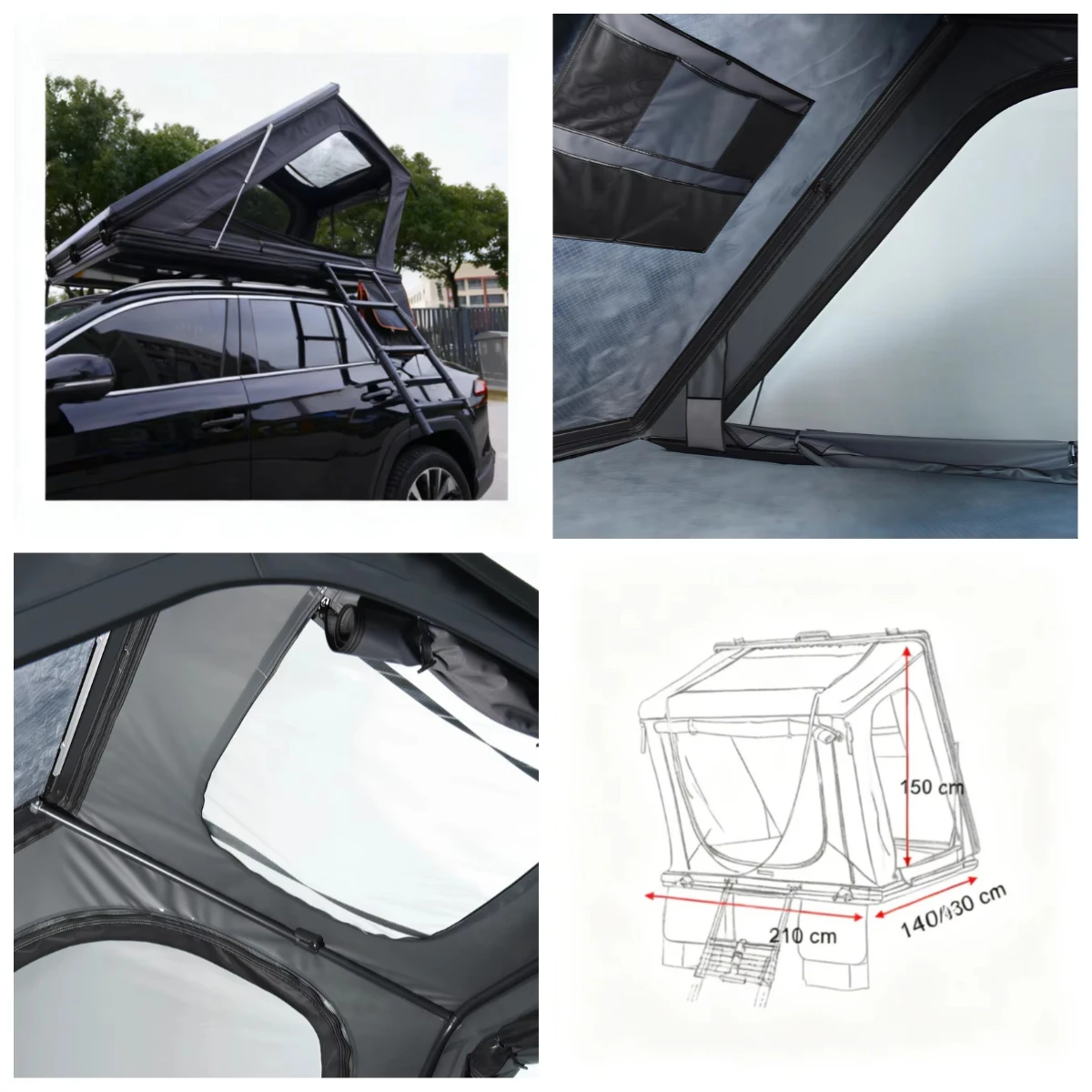 

Premium Canvas Shell Roof Tent Outdoor Adventure 2 Person Camping SUV Hydraulic Struts Four-Season Automatic Opening Waterproof