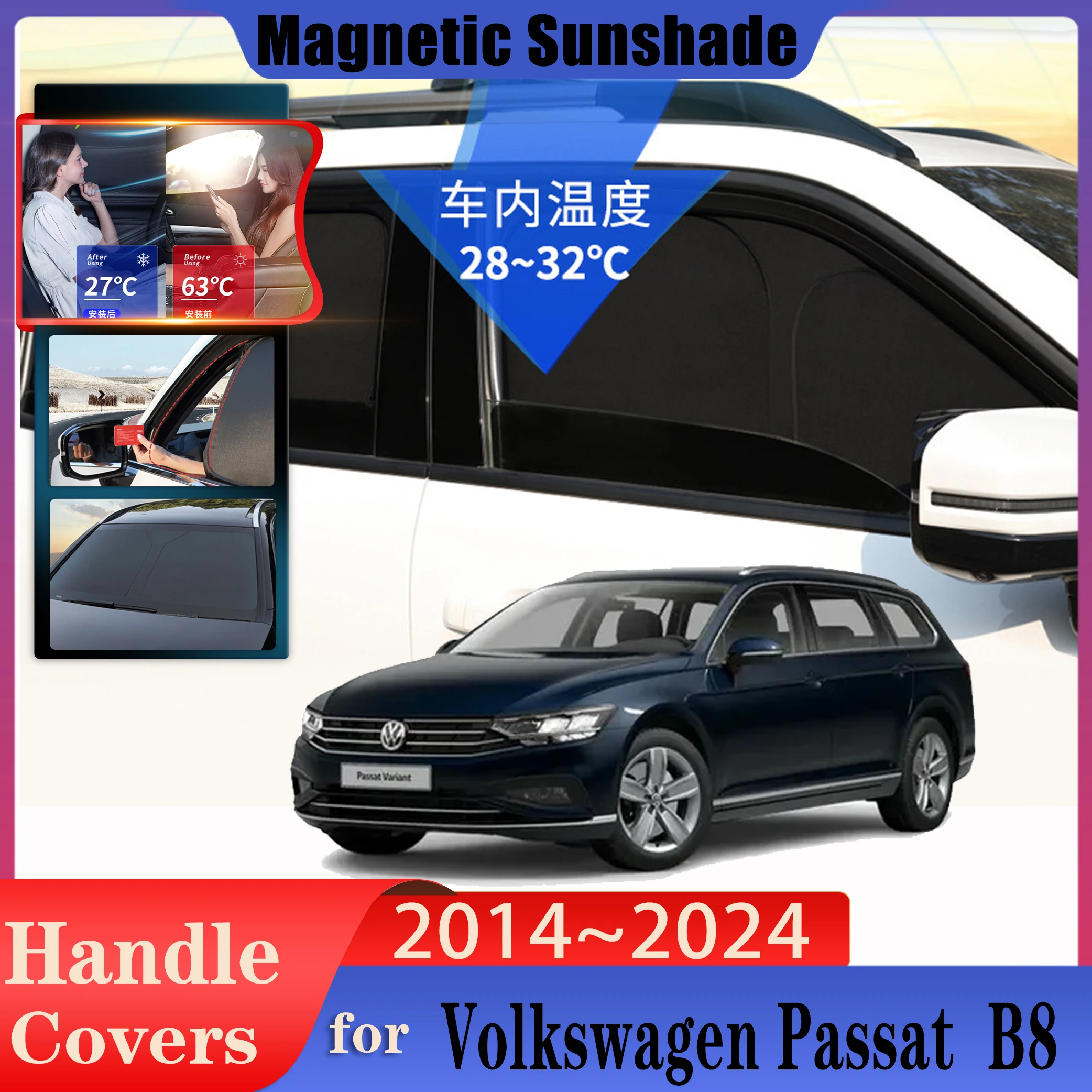 

Full Car Coverage Sunshades For Volkswagen VW Passat B8 Variant 2014~2024 Auto Sunscreen Window Sunshade Covers Car Accessories