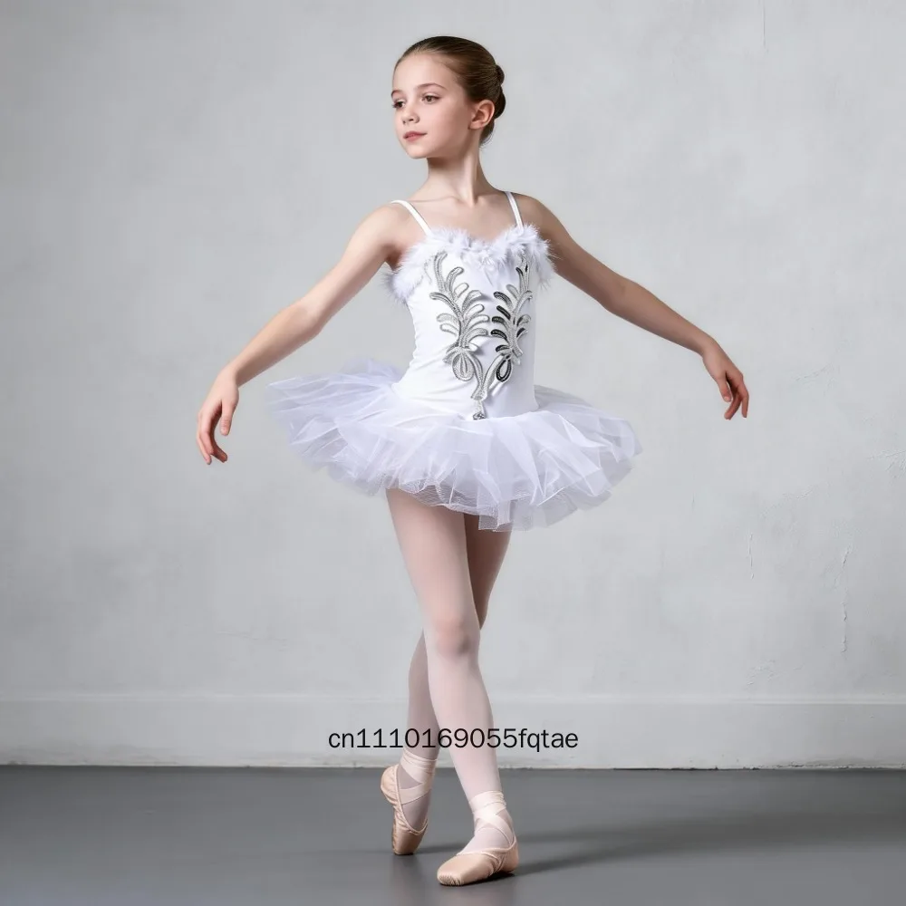 2026 Neues 4-teiliges Ballett-Tutu-Set für Mädchen, Leotard mit Trägern, Tüllrock, Tanzoutfit für Kinder, Performance- und Fotografie-Kostüm – Detail 4