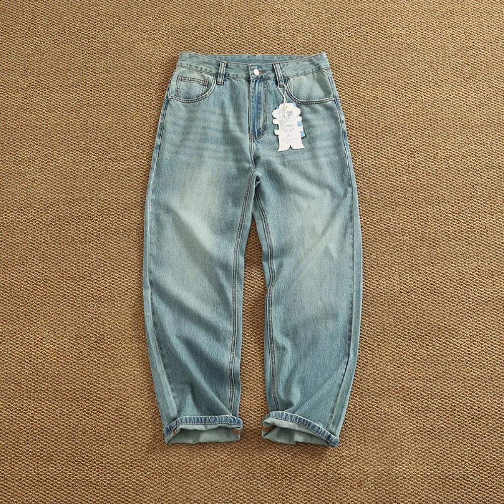 

Jeans men's spring and summer thin loose straight tube drop wide leg long pants