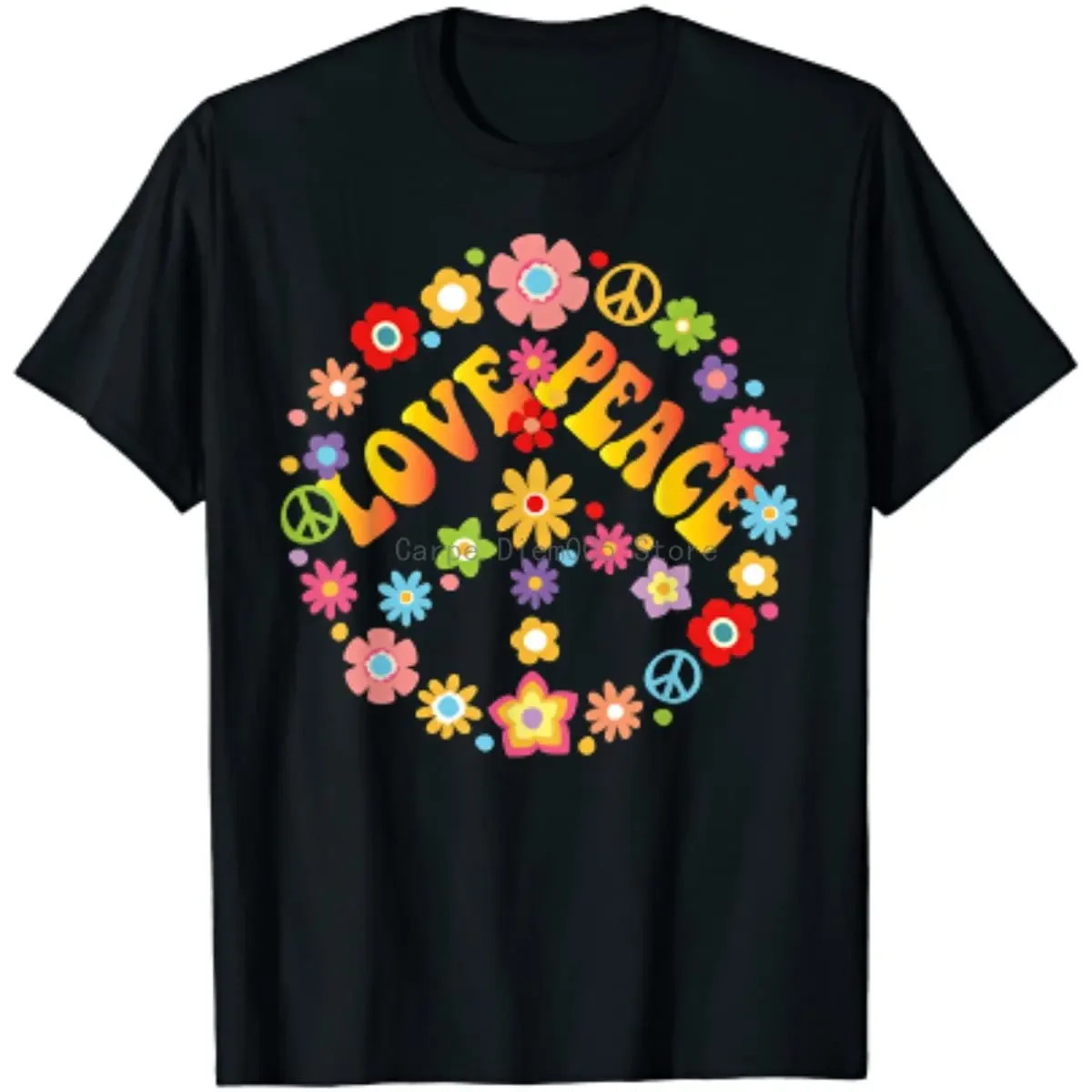 PEACE SIGN LOVE T Shirt 60s 70s Tie Dye Hippie Costume Shirt T-Shirt