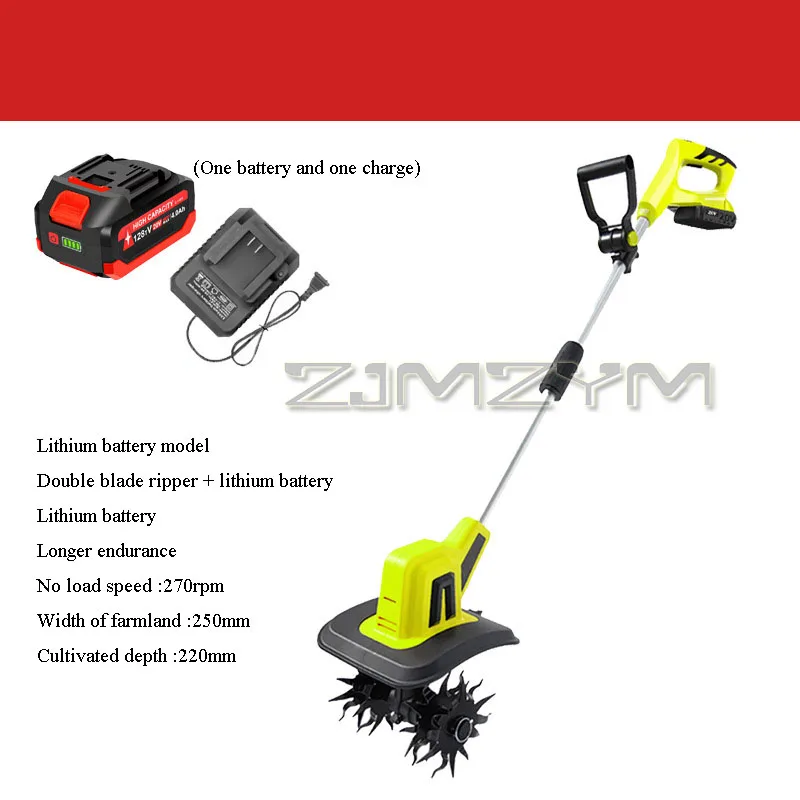 20V Electric Ripper Cultivator Four Knives Garden Rotary Tiller Handheld Cordless Weeder Garden Tractor Portable Grass Trimmer