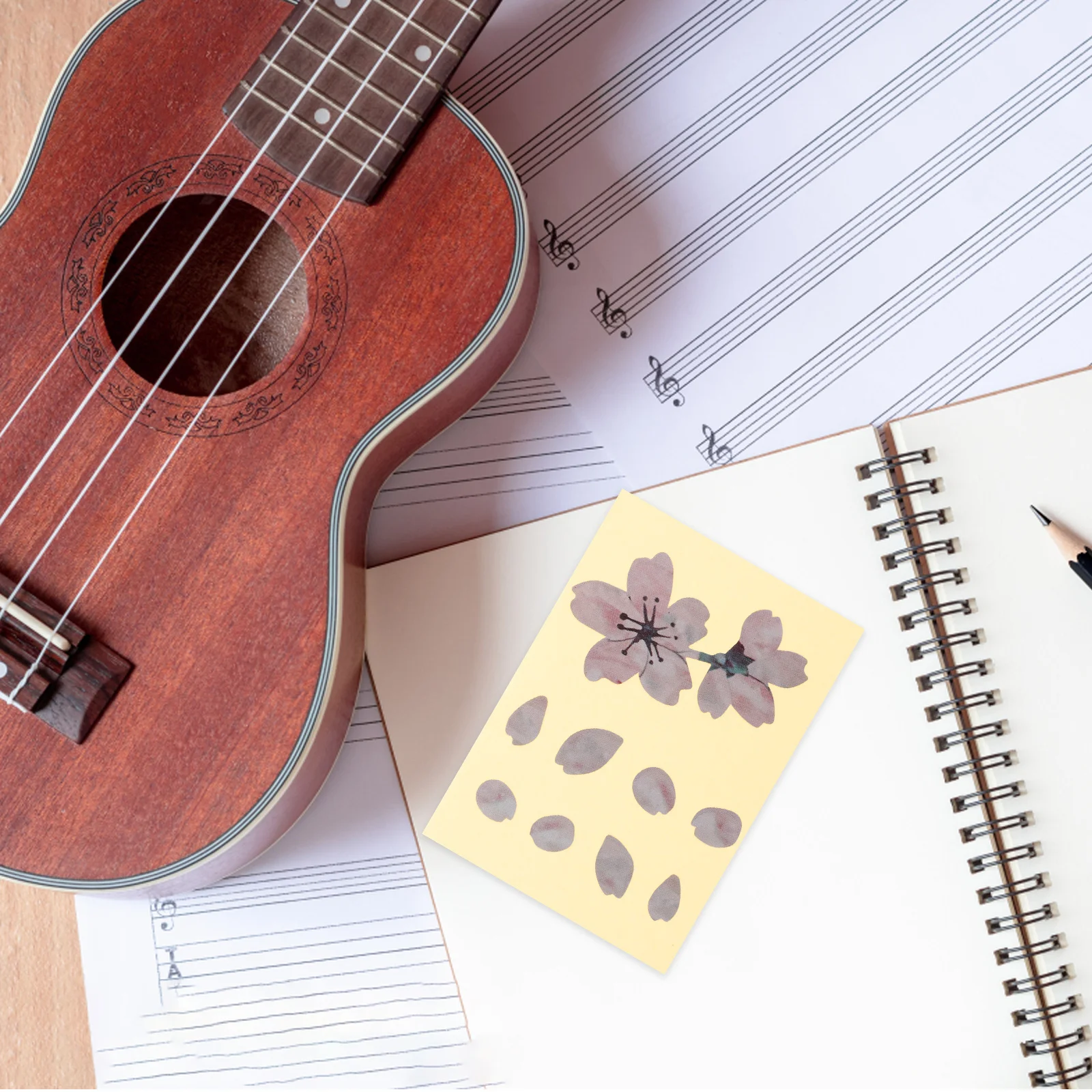 

2 Pcs Petal Stickers Guitar Decals Decorative for Sakura Petals Flower Fretboard Pvc Style