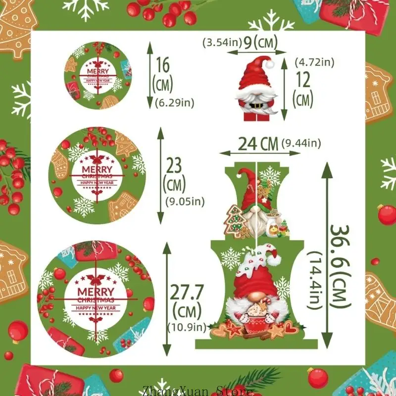 Weihnachtsdessertständer mit Weihnachtscharakter-Kunst für süße Tische 3XUF – Detail 6