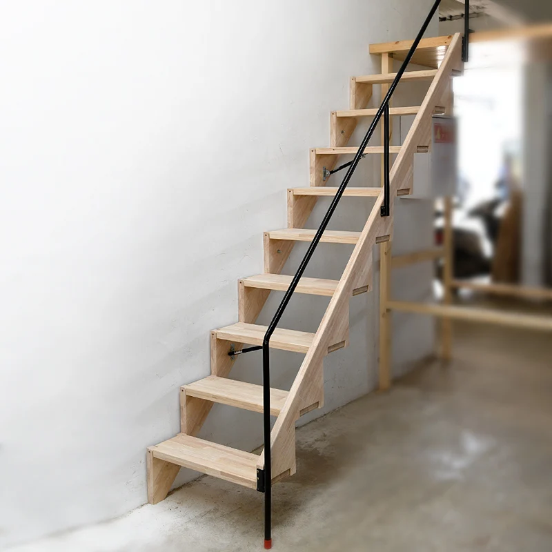 บันไดไม้สนแท้แบบซ่อน ดีไซน์ประหยัดพื้นที่ สำหรับใช้ภายในอาคาร อพาร์ทเมนต์ และโกดัง