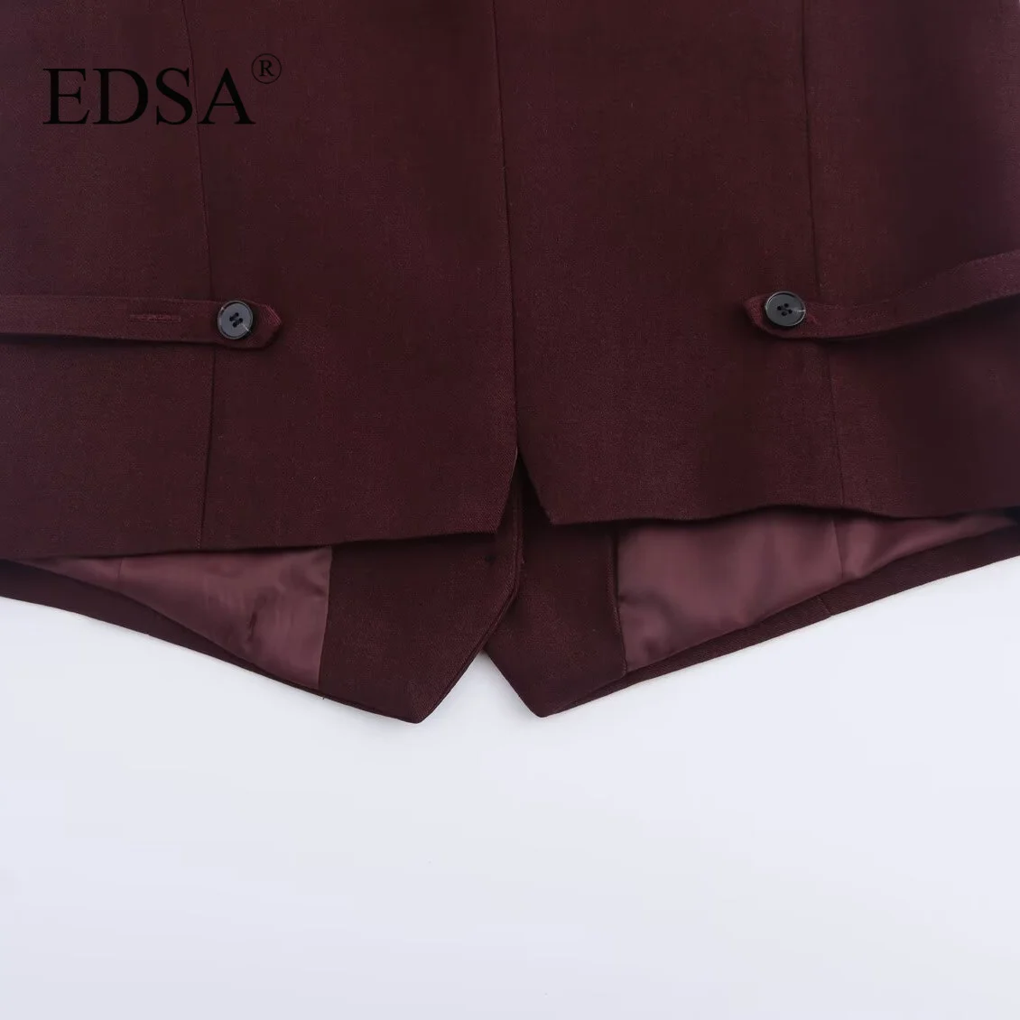 EDSA Women Wine Red Waistcoats Single Berasted Vest Vintage Female Sleeveless Jackets Female Chic Lady Tank Tops Outerwear