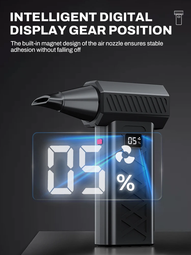 Violent Fan 600000RPM Powerful Air Blower Turbo Fan with LED Display& Lighting Dust Cleaner 6 Speeds Brushless Turbo Jet Blower