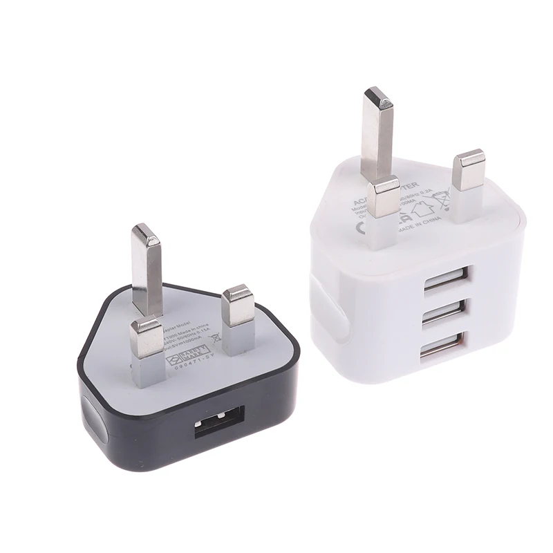 1Pc 3 Pin 1/3Ports UK Plug 1/3  5V USB Adapter Wall Charger Home Charging For Phones Universal Phone Adapter Socket