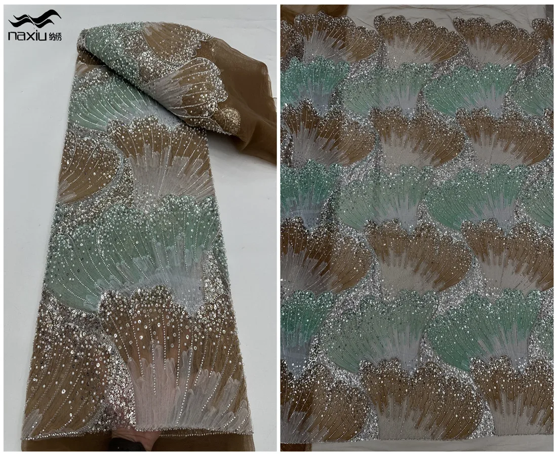 

Madison 2025 Latest Luxury Africa Embroidered Tulle Net Fabric Beads High Quality Luxury Sequins Net Lace For Women Party Dress