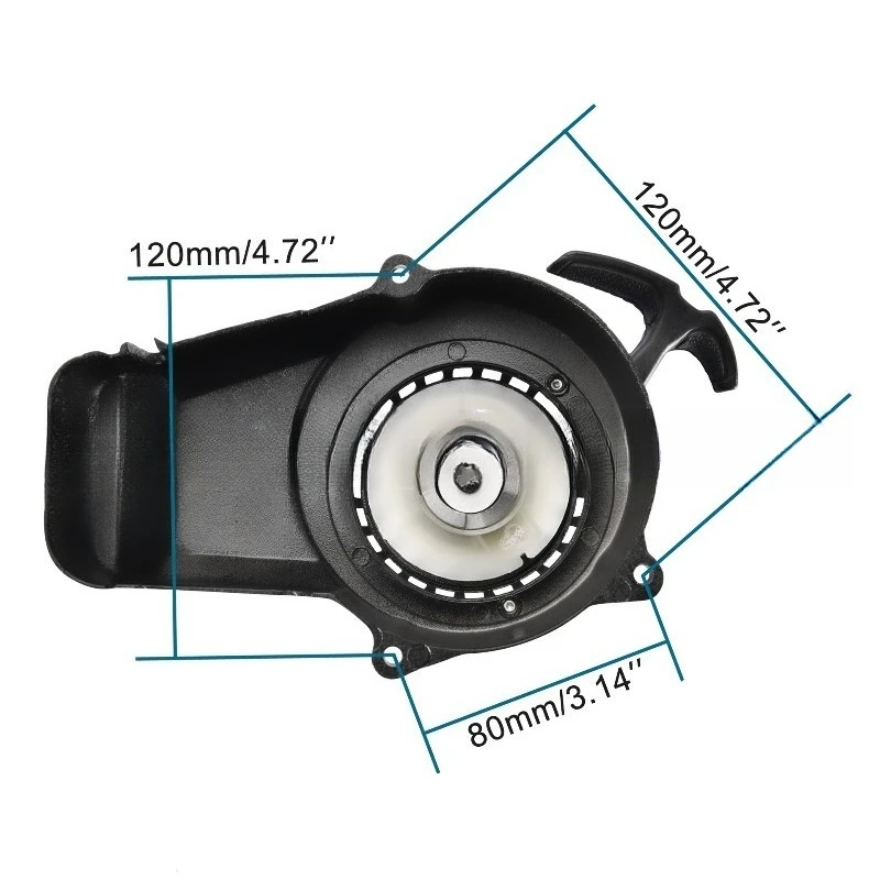 Pull Start Recoil Starter Aluminum Black Compatible with 47cc 49cc Mini Dirt Bike Scooter Replacement Part