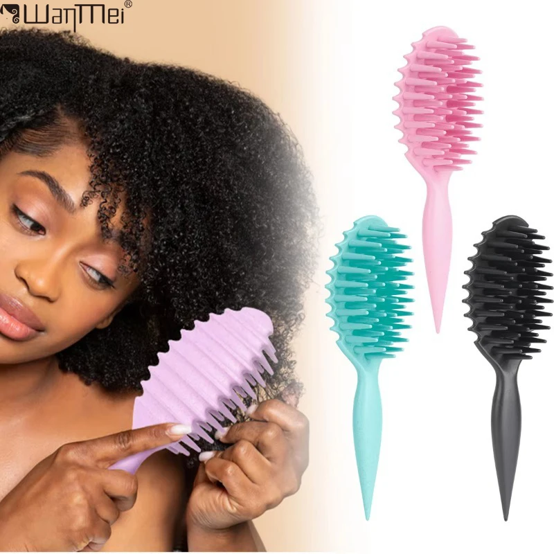 

WANMEI 1 шт., массажная расческа для волос, салонная щетка для влажных волос, женские парикмахерские инструменты для укладки волос, массаж кожи головы, влажная и сухая расческа двойного назначения