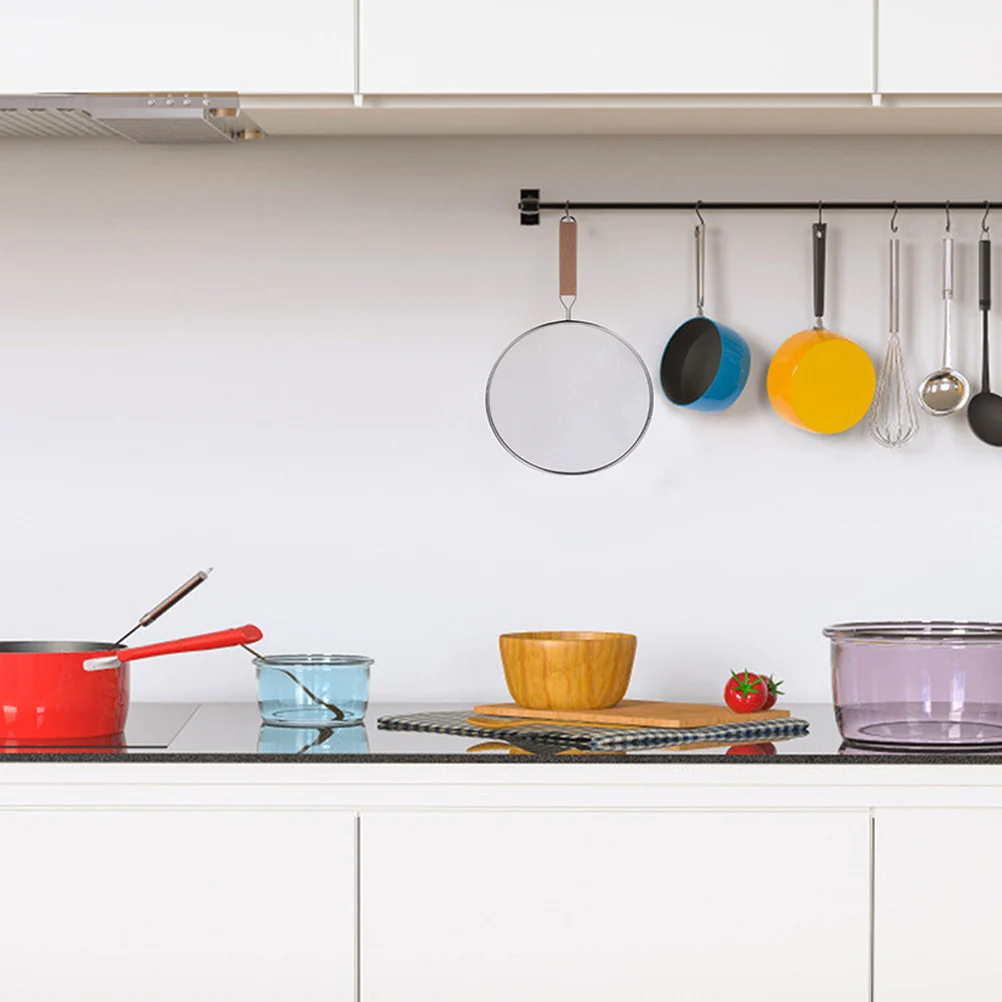 

2Pcs Pot Splatter Screen Oil Guard Stainless Steel Fine Wire Mesh Lid Long Handle Frying Pan Cover Kitchen Cooking Supplies