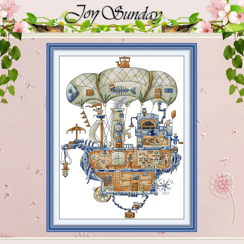 

Набор для вышивания крестиком «Воздушные корабли» (с вышитым рисунком), 11CT, 14CT, 16CT, HD, с нанесенным рисунком, набор для вышивания DMC, рукоделие