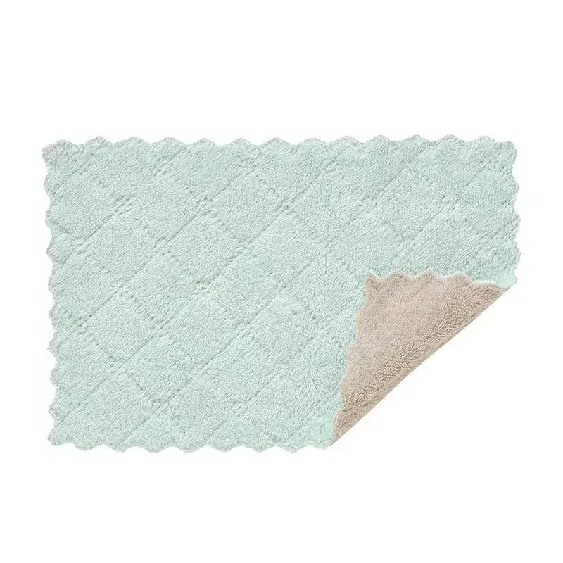 Double-layer Absorbent Microfiber Kitchen Dish Cloth Non-stick Oil Household Cleaning Cloth Wiping Towel Home Kichen Tool