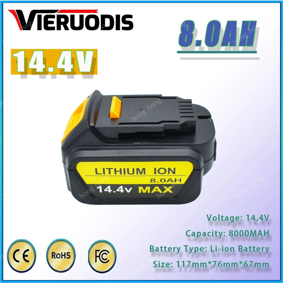 for Dewalt 14.4V 8.0AH/10.0AH power tools battery DCB140 DCB141 DCB142 DCD735L2 DCF835C2 DCF835L2 DCL030 lithium-ion battery