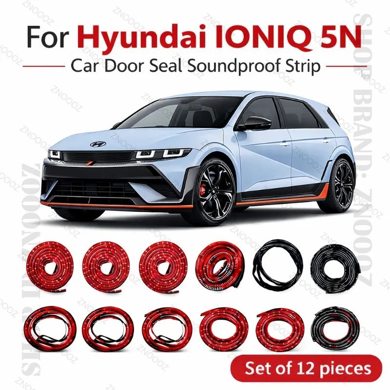 Car Door Seal Strip Rubber Double Layer Soundproof Dustproof Waterproof Door Weatherstrip 12PCS Set For Hyundai lONlO 5N