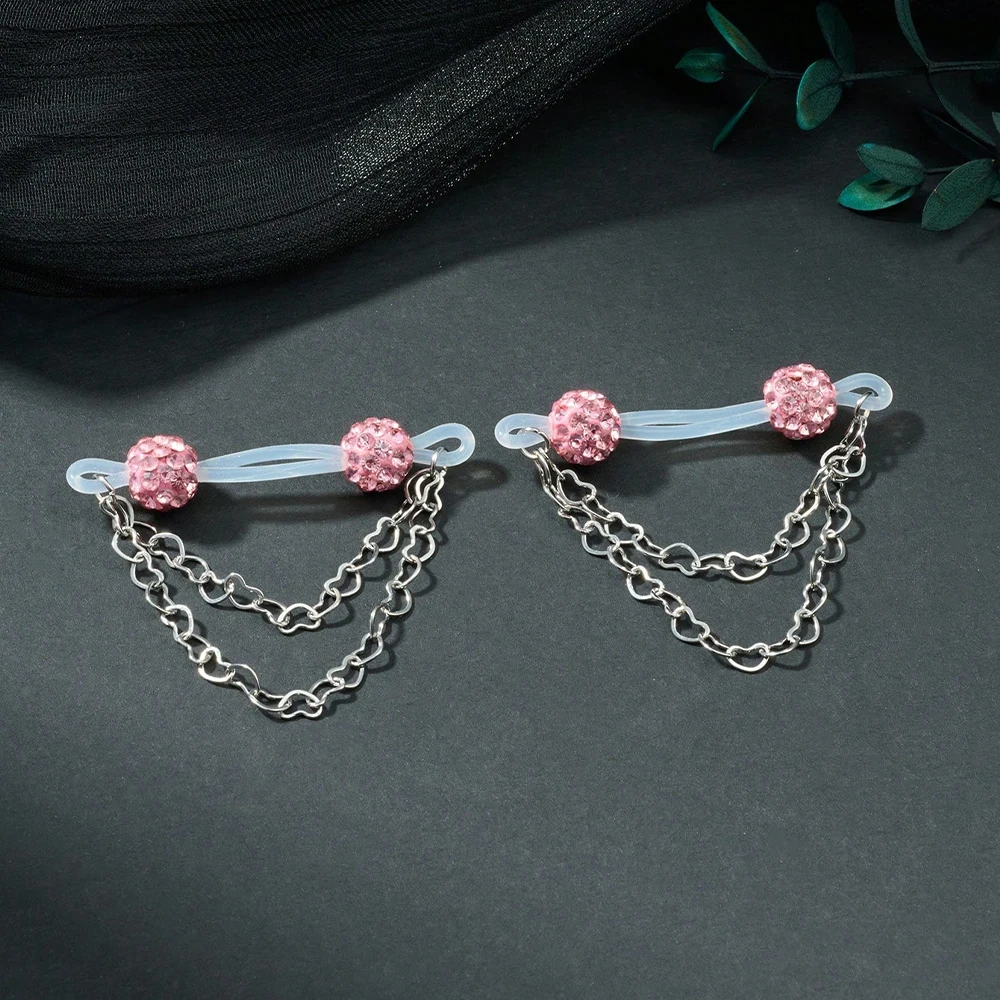 1 زوج لطيف حجر الراين وهمية حلقات للحلمات من الفولاذ ، الحلمة الكفة غير ثقب حلقات للحلمة وهمية الحلمة ثقب المجوهرات