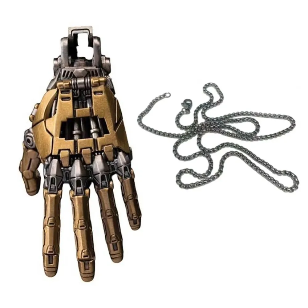 Portable Mechanical Bionic Hand Pendant Movable Finger Joints Jewelry Accessories Steampunk Mechanical Hands Necklace with Chain